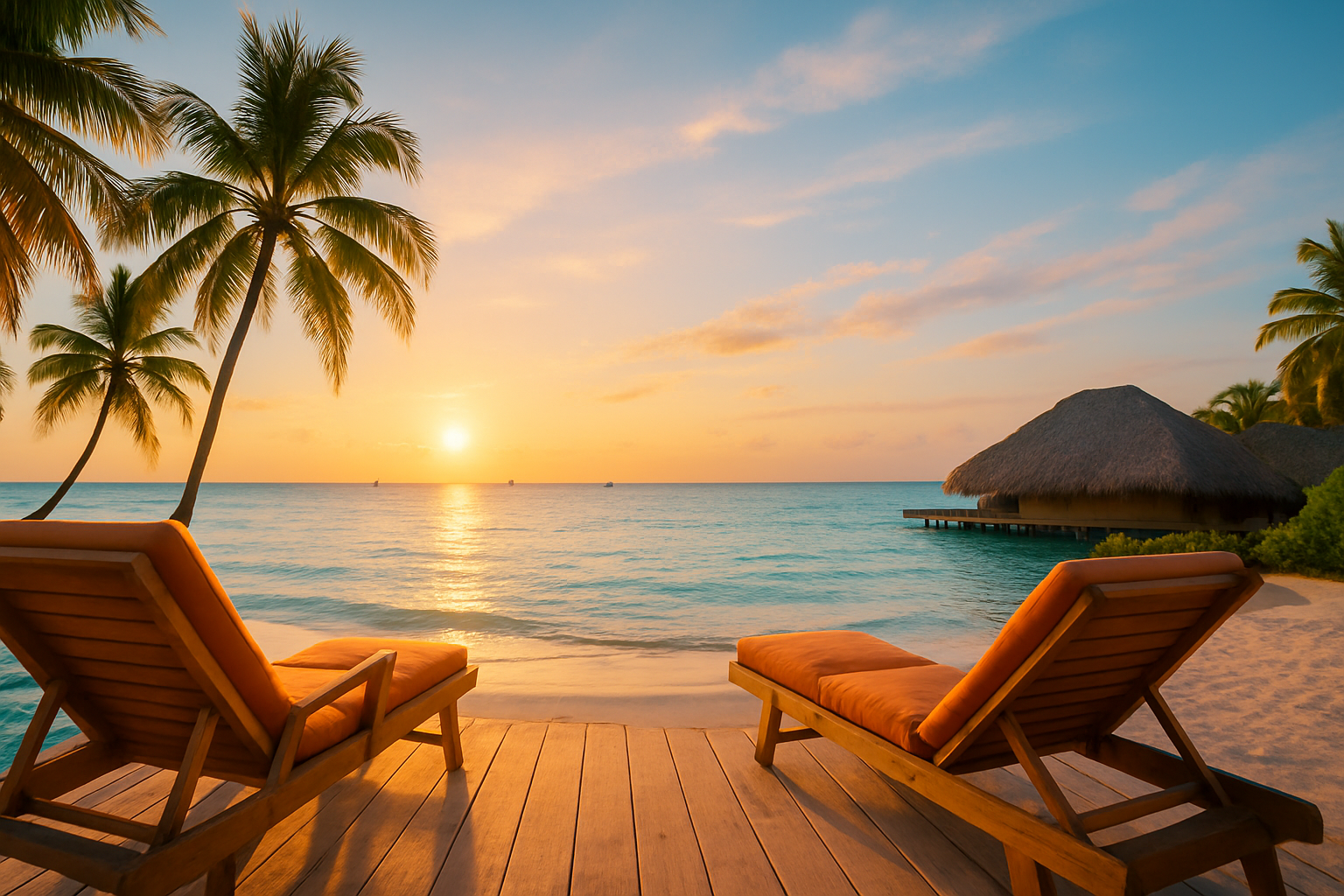 Tropical beach with palm trees